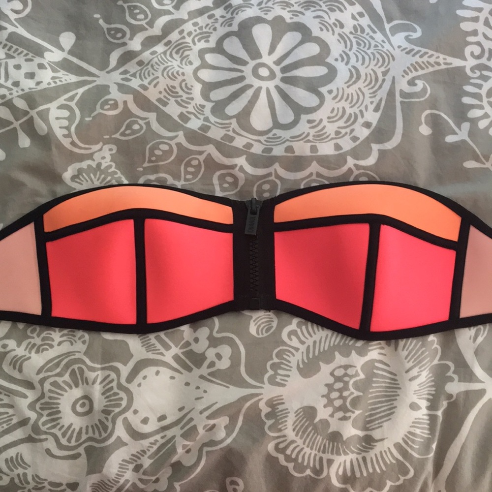 TRIANGL Zipper Bandeau Neoprene Bikini Top